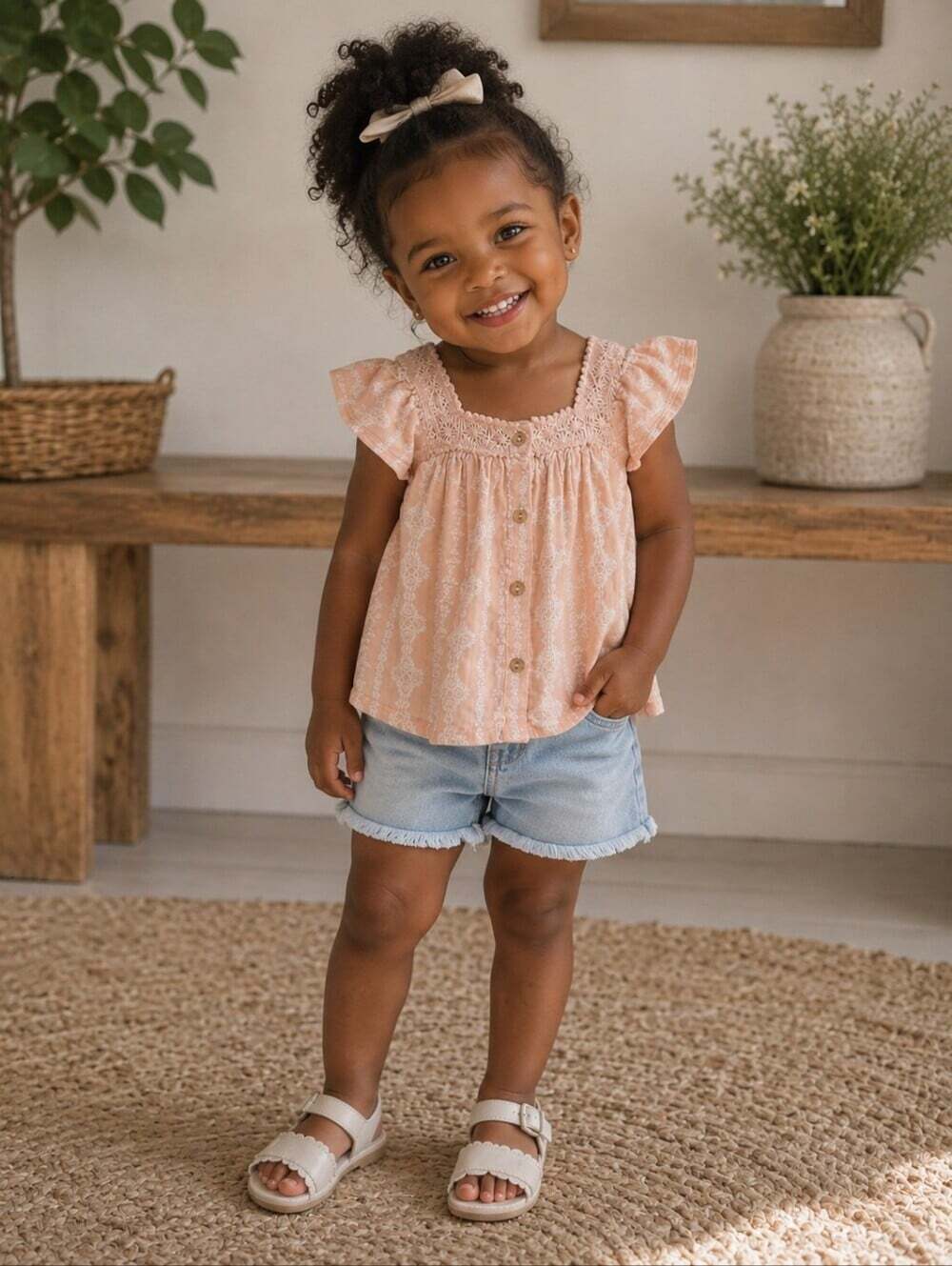 Old Navy Toddler Girls Boho Peasant Top Pink Embroidered Cotton Size 2T